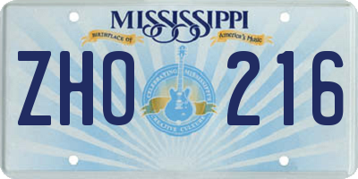 MS license plate ZHO216
