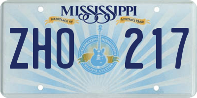 MS license plate ZHO217