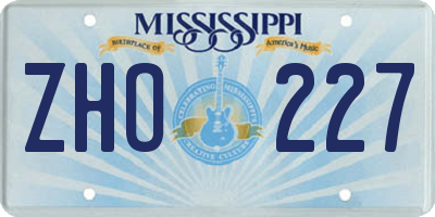 MS license plate ZHO227