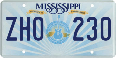 MS license plate ZHO230