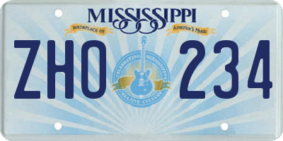 MS license plate ZHO234