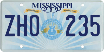 MS license plate ZHO235