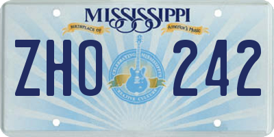 MS license plate ZHO242