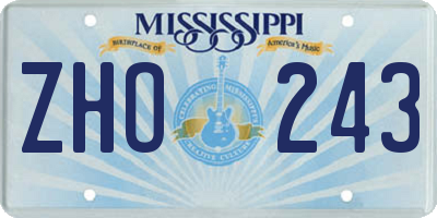 MS license plate ZHO243