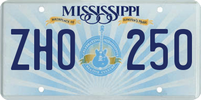 MS license plate ZHO250