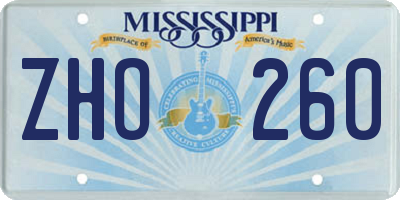 MS license plate ZHO260