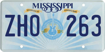 MS license plate ZHO263