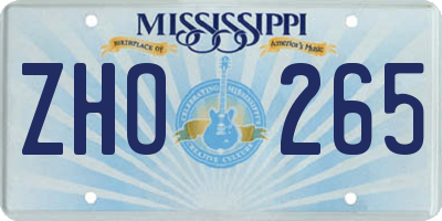 MS license plate ZHO265