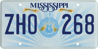 MS license plate ZHO268