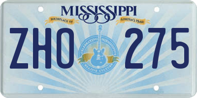 MS license plate ZHO275