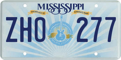 MS license plate ZHO277