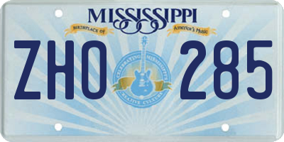 MS license plate ZHO285