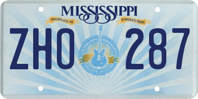 MS license plate ZHO287