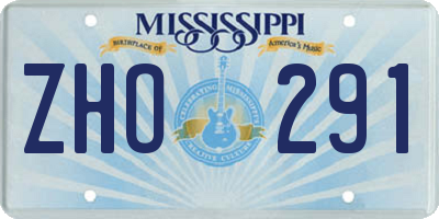 MS license plate ZHO291