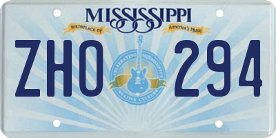 MS license plate ZHO294