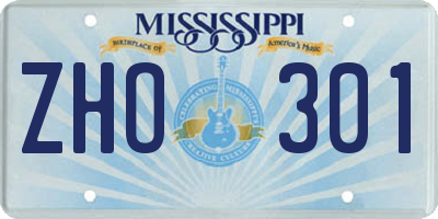 MS license plate ZHO301