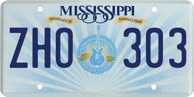MS license plate ZHO303
