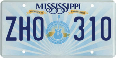 MS license plate ZHO310