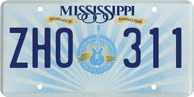 MS license plate ZHO311