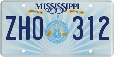 MS license plate ZHO312