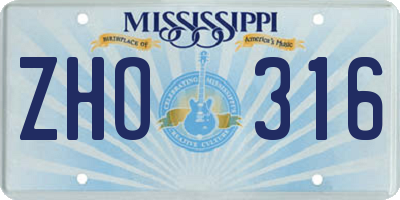 MS license plate ZHO316