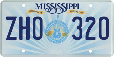 MS license plate ZHO320