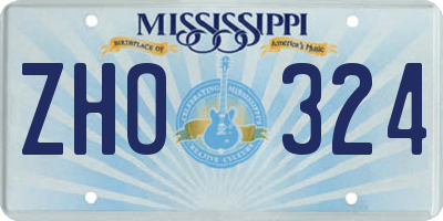 MS license plate ZHO324