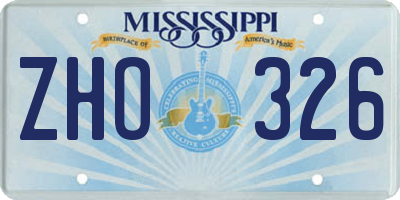 MS license plate ZHO326