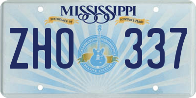 MS license plate ZHO337