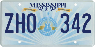 MS license plate ZHO342