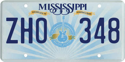 MS license plate ZHO348