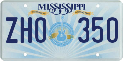 MS license plate ZHO350
