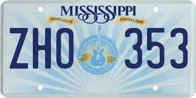 MS license plate ZHO353