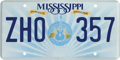 MS license plate ZHO357