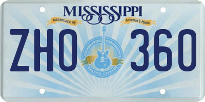 MS license plate ZHO360