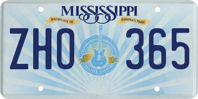 MS license plate ZHO365
