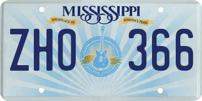 MS license plate ZHO366