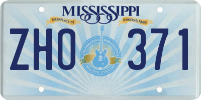 MS license plate ZHO371