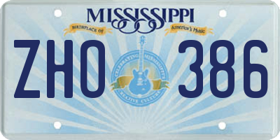 MS license plate ZHO386