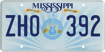 MS license plate ZHO392
