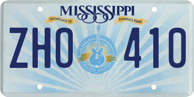 MS license plate ZHO410