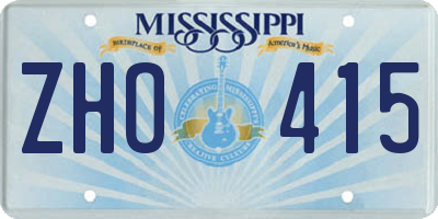 MS license plate ZHO415