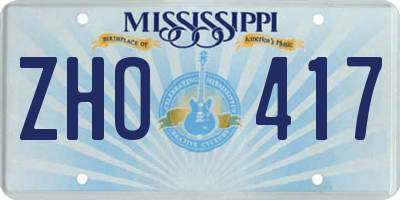 MS license plate ZHO417