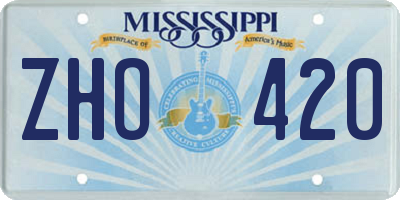 MS license plate ZHO420