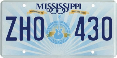 MS license plate ZHO430