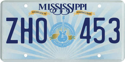 MS license plate ZHO453
