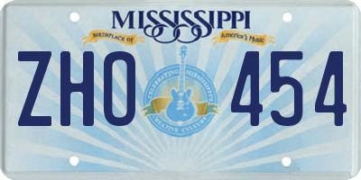 MS license plate ZHO454