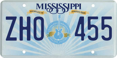 MS license plate ZHO455