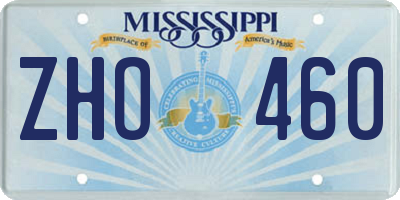 MS license plate ZHO460