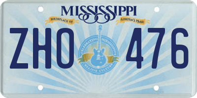 MS license plate ZHO476